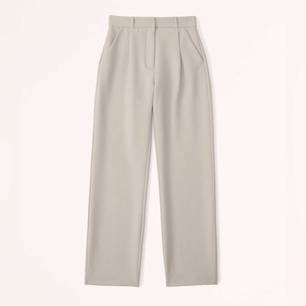 NWT Abercrombie & Fitch Straight Leg pant high-rise pleat front in Light Stone